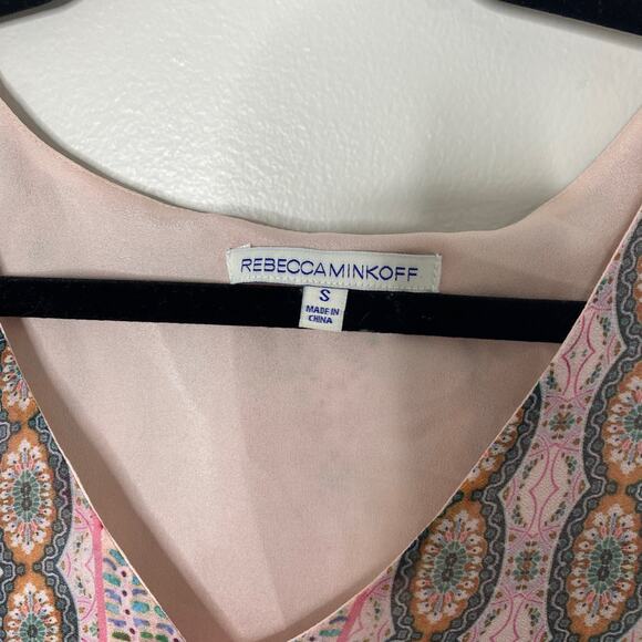 Rebecca Minkoff Pink Redland Bell Sleeve Patchwork Bohemian Mini Dress Small - Picture 3 of 8